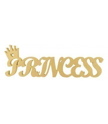 18mm Freestanding MDF 'Princess' word with Crown on Top